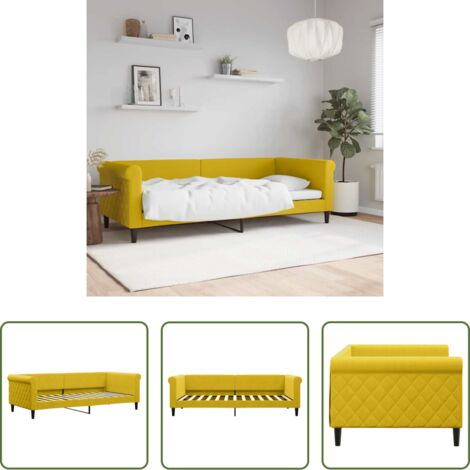 vidaXL Sofá cama con colchón -  Sofá cama sin colchón terciopelo amarillo 90x200 cm