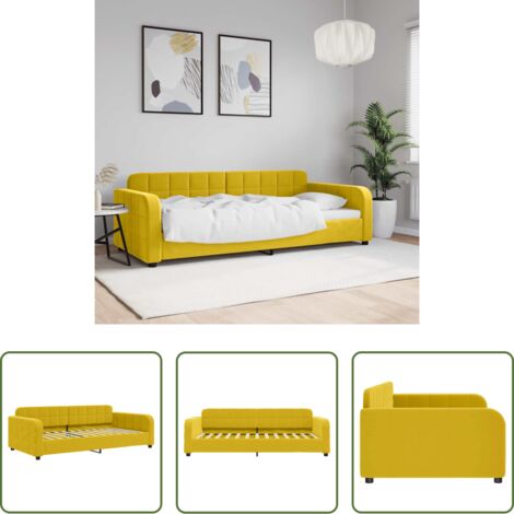 vidaXL Sofá cama con colchón -  Sofá cama sin colchón terciopelo amarillo 90x200 cm