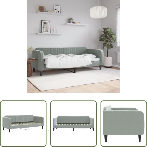 vidaXL Sofá cama con colchón -  Sofá cama sin colchón terciopelo gris claro 80x200 cm