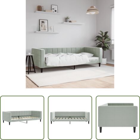 vidaXL Sofá cama con colchón -  Sofá cama sin colchón terciopelo gris claro 90x190 cm