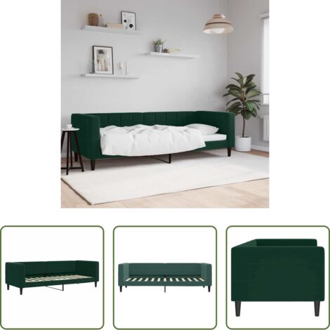 vidaXL Sofá cama con respaldo -  Sofá cama sin colchón terciopelo verde oscuro 80x200 cm