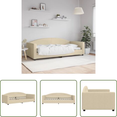 vidaXL Sofá cama con tela -  Sofá cama sin colchón tela crema 90x200 cm