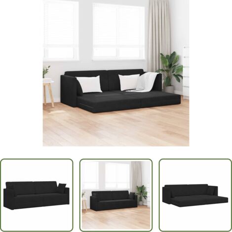 vidaXL Sofá cama convertible -  Sofá-cama de piso 200cm Negro Terciopelo