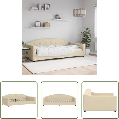 vidaXL Sofá cama crema -  Sofá cama sin colchón tela crema 100x200 cm