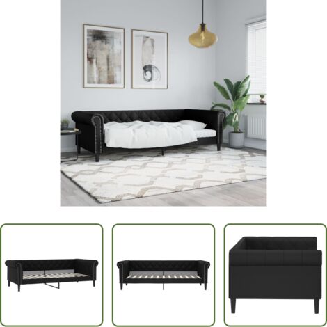 vidaXL Sofá cama cuero sintético -  Sofá cama sin colchón cuero sintético negro 80x200 cm