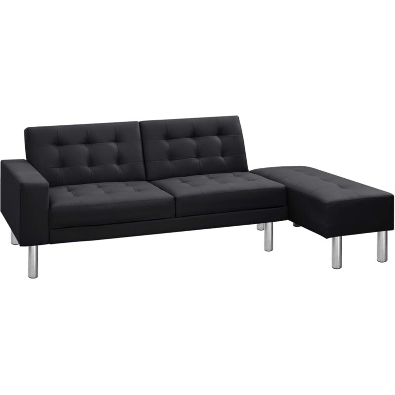 

Sofá Cama de Cuero Artificial Negro - Negro - Vidaxl