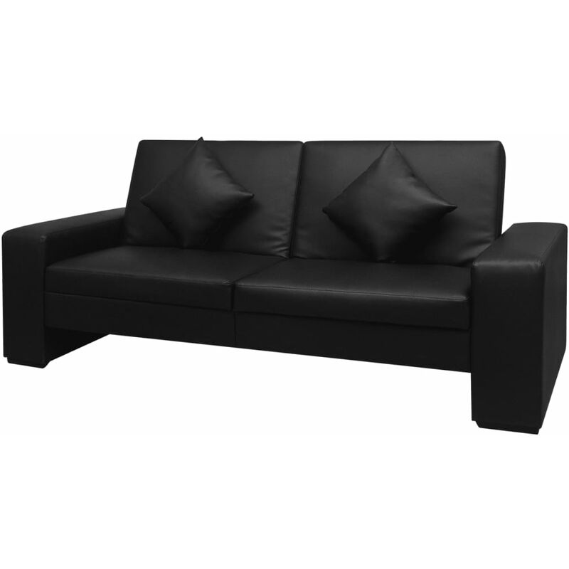 

Sofá Cama de Cuero Artificial Negro - Negro - Vidaxl
