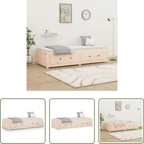vidaXL Sofá cama de pino -  Sofá cama de madera maciza de pino 90x190 cm