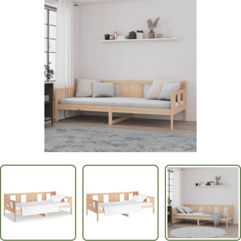 vidaXL Sofá cama de pino -  Sofá cama madera maciza de pino 80x200 cm