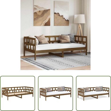 vidaXL Sofá cama de pino -  Sofá cama madera maciza de pino marrón miel 80x200 cm