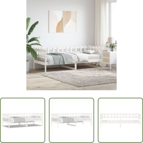 vidaXL Sofá cama de pino -  Sofá cama sin colchón madera maciza de pino blanco 80x200 cm