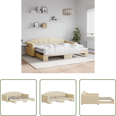 vidaXL Sofá cama doble -  Sofá cama nido tela crema 90x200 cm