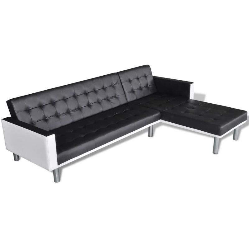 

Sofá Cama en Forma de L Cuero Sintético Negro - Negro - Vidaxl