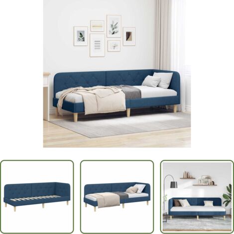 vidaXL Sofá cama -  Estructura de cama en esquina Azul 80 x 200 cm tela