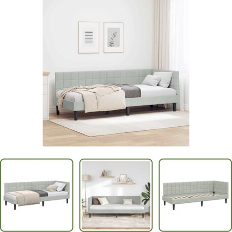 vidaXL Sofá cama -  Estructura de cama en esquina Gris Claro 80 cm x 200 cm