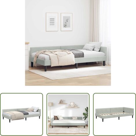 vidaXL Sofá cama -  Estructura de cama en esquina Gris Claro 80 cm x 200 cm