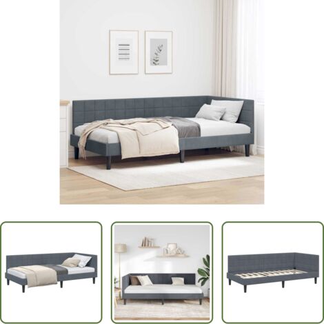 vidaXL Sofá cama -  Estructura de cama en esquina Gris oscuro 100 cm x 200 cm