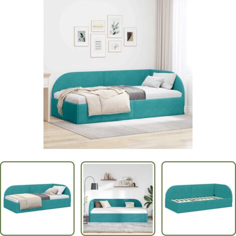 vidaXL Sofá-cama -  Estructura de cama en esquina Tuquesa 80 cm x 200 cm Terciopelo