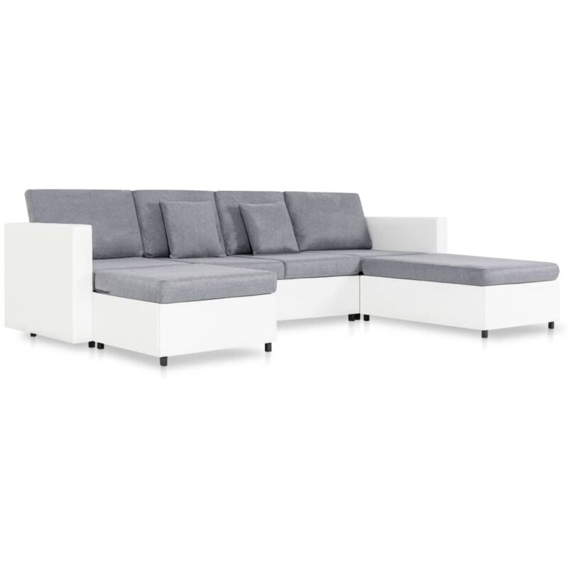

Sofá Cama Extraíble de 4 Plazas Cuero Sintético Blanco Gris Claro - Blanco - Vidaxl