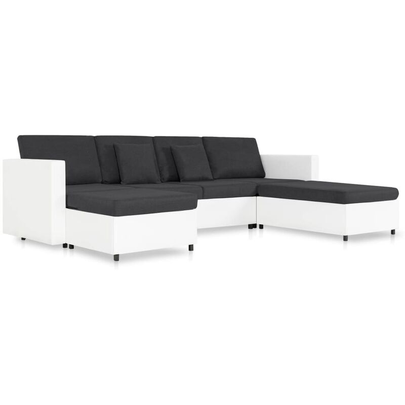 

Sofá Cama Extraíble de 4 Plazas Cuero Sintético Blanco Gris Oscuro - Blanco - Vidaxl