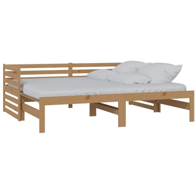 

Sofá cama extraíble madera maciza de pino 2x(90x200) cm marrón miel - Marrón - Vidaxl