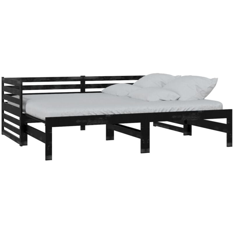 

Sofá cama extraíble madera maciza de pino 2x(90x200) cm negro - Negro - Vidaxl