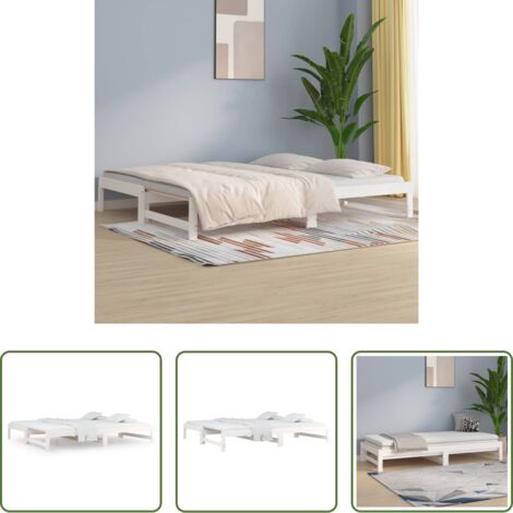 vidaXL Sofá cama extraíble -  Sofá cama extraíble sin colchón blanco 2x(90x200) cm