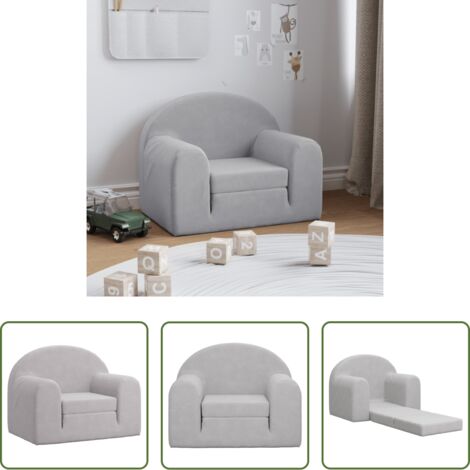 vidaXL Sofá cama felpa -  Sofá cama infantil felpa suave gris claro