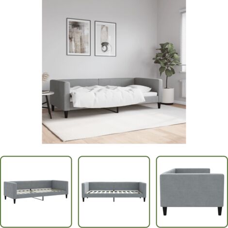 vidaXL Sofá cama gris claro -  Sofá cama sin colchón tela gris claro 90x200 cm