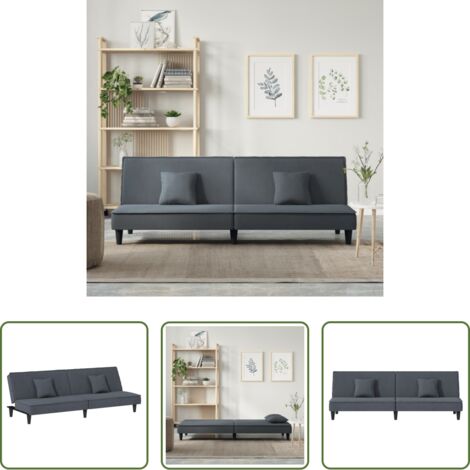 vidaXL Sofá cama gris oscuro -  Sofá cama de terciopelo gris oscuro
