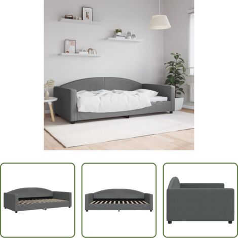 vidaXL Sofá cama gris oscuro -  Sofá cama sin colchón tela gris oscuro 100x200 cm