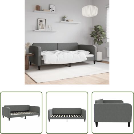 vidaXL Sofá cama gris oscuro -  Sofá cama sin colchón tela gris oscuro 100x200 cm