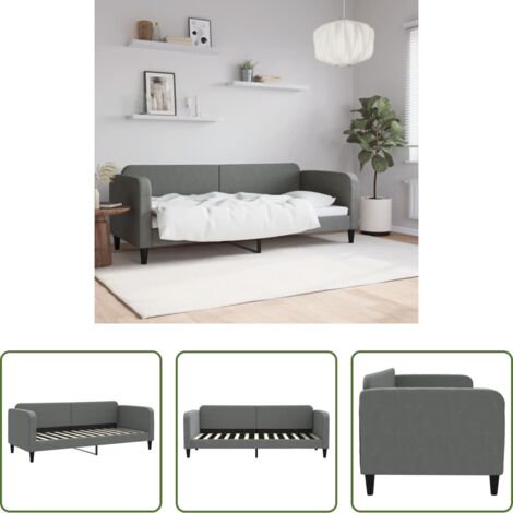 vidaXL Sofá cama gris oscuro -  Sofá cama sin colchón tela gris oscuro 80x200 cm