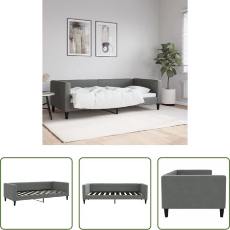 vidaXL Sofá cama gris oscuro -  Sofá cama sin colchón tela gris oscuro 90x190 cm