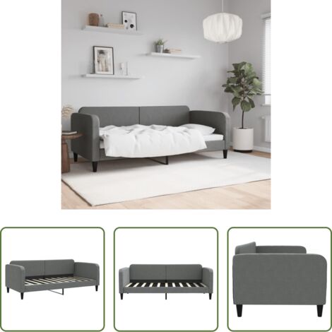 vidaXL Sofá cama gris oscuro -  Sofá cama sin colchón tela gris oscuro 90x190 cm