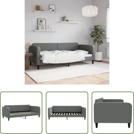 vidaXL Sofá cama gris oscuro -  Sofá cama sin colchón tela gris oscuro 90x200 cm