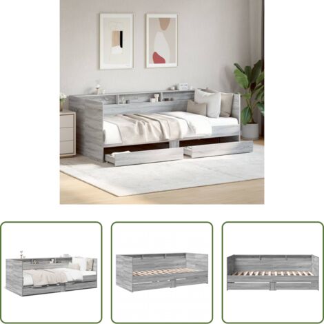 vidaXL Sofá cama gris - Sofá cama con cajones sin colchón gris Sonoma 75x190 cm