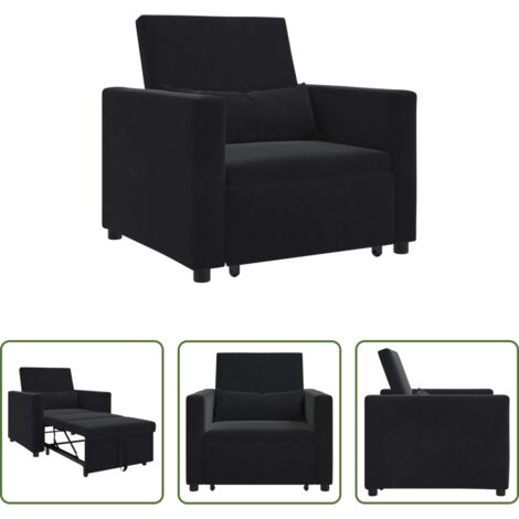 vidaXL Sofá cama individual -  Cama Sofá Desplegable Individual Negro 90 x 165 x 87 cm