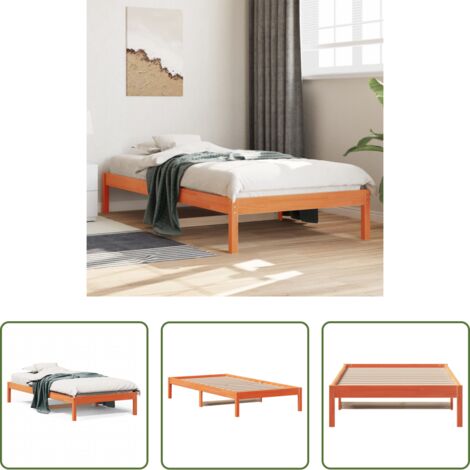 vidaXL Sofá cama madera -  Sofá cama sin colchón madera maciza pino marrón cera 80x200 cm