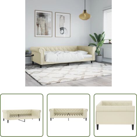 vidaXL Sofá cama moderno -  Sofá cama cuero sintético color crema 100x200 cm