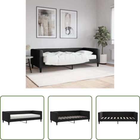 vidaXL Sofá cama negro -  Sofá cama con colchón tela negro 90x190 cm