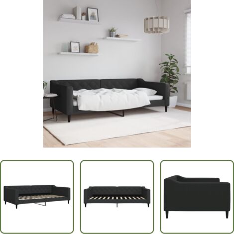 vidaXL Sofá cama negro -  Sofá cama sin colchón tela negro 100x200 cm