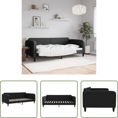 vidaXL Sofá cama negro -  Sofá cama sin colchón tela negro 100x200 cm