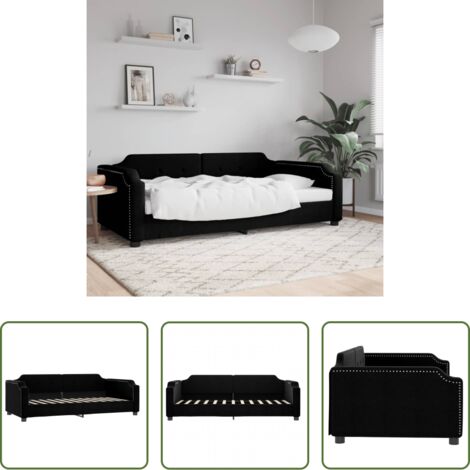 vidaXL Sofá cama negro -  Sofá cama sin colchón tela negro 100x200 cm