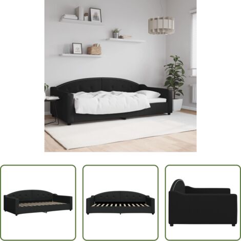 vidaXL Sofá cama negro -  Sofá cama sin colchón tela negro 100x200 cm