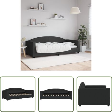 vidaXL Sofá cama negro -  Sofá cama sin colchón tela negro 90x190 cm