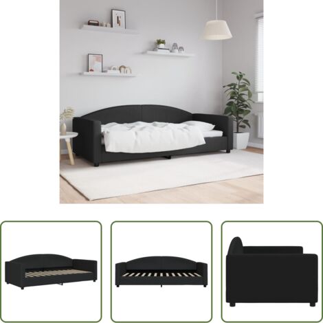 vidaXL Sofá cama negro -  Sofá cama sin colchón tela negro 90x200 cm