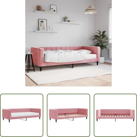 vidaXL Sofá cama rosa -  Sofá cama con colchón terciopelo rosa 90x200 cm