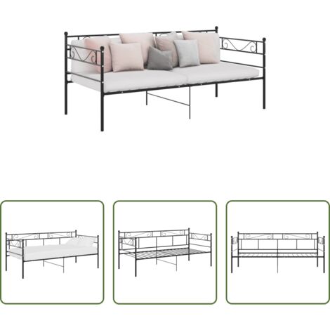 vidaXL Sofá cama sin colchón -  Estructura de sofá cama sin colchón metal negro 90x200 cm