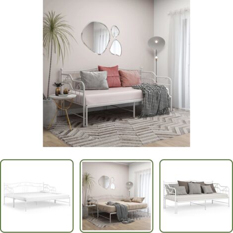 vidaXL Sofá cama sin colchón -  Sofá cama extraíble sin colchón metal blanco 90x200cm